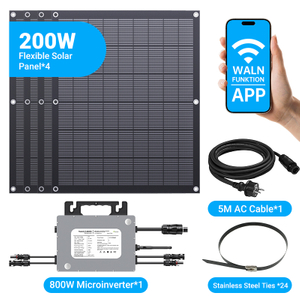 Kit Solaire Flexible LIONSHEE 800W Avec 4 Panneaux Solaires De 200W Et Micro-onduleur