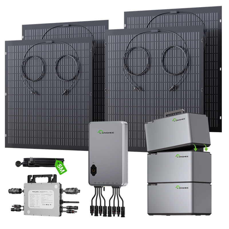 Système Modulaire De Stockage D'énergie Pour Balcon LIONSHEE Avec Batterie Empilable, Panneaux Solaires Et Micro-onduleurs 800W/1600W/2000W