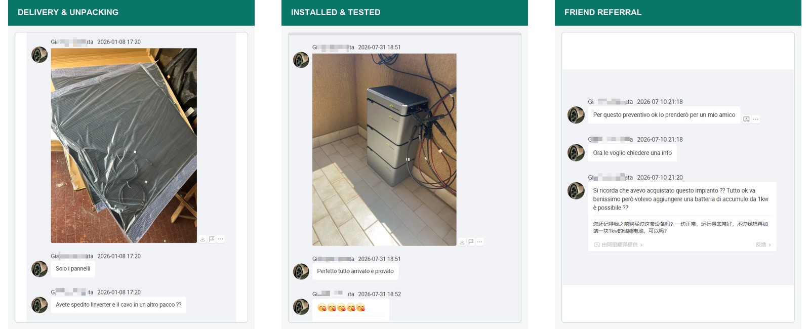 Livraison, installation termin&eacute;e et conversation de recommandation du client