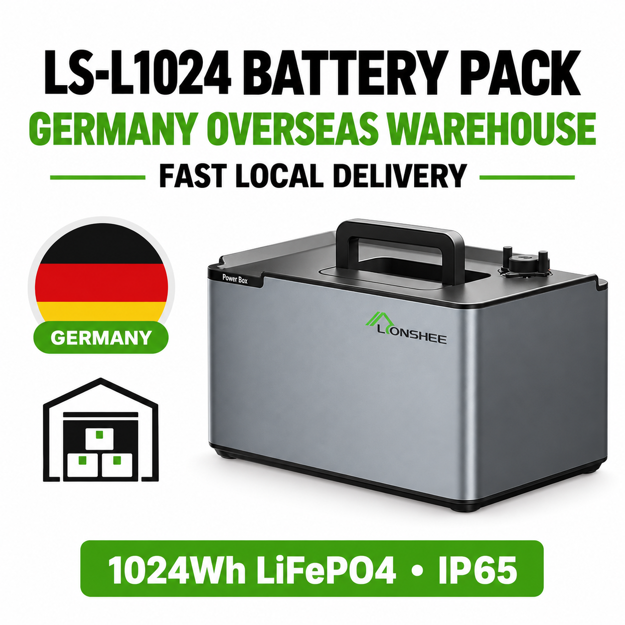 LIONSHEE LS-L1024 Power Box LiFePO4 1024 Wh En Stock Entrepôts Allemagne Et Royaume-Uni, CE RoHS MSDS, Livraison Rapide