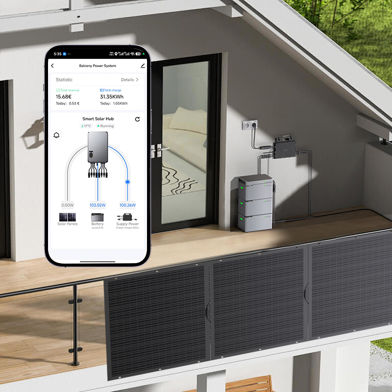 Système Modulaire De Stockage D'énergie Pour Balcon LIONSHEE Avec Batterie Empilable, Panneaux Solaires Et Micro-onduleurs 800W/1600W/2000W