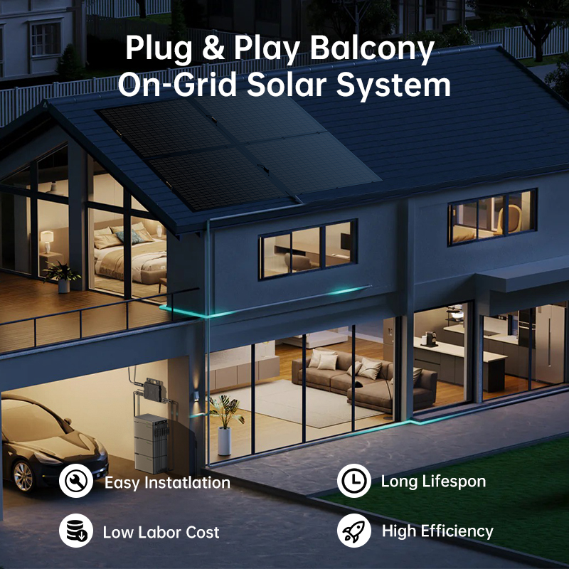 Système Modulaire De Stockage D'énergie Pour Balcon LIONSHEE Avec Batterie Empilable, Panneaux Solaires Et Micro-onduleurs 800W/1600W/2000W