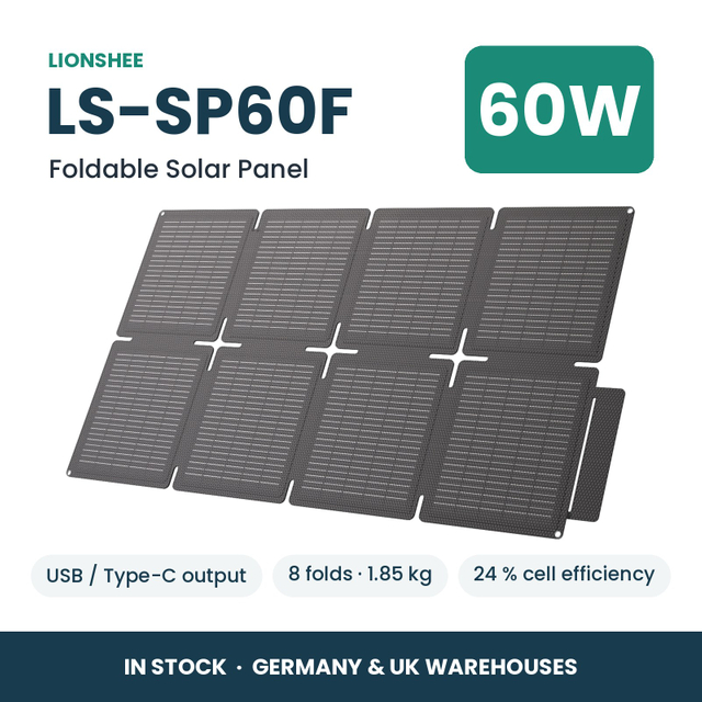 LIONSHEE LS-SP60F Panneau Solaire Pliable 60W Avec USB Et Type-C, ETFE, Stock Allemagne Et Royaume-Uni