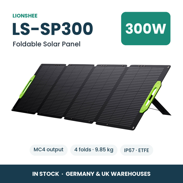 LIONSHEE LS-SP300 Panneau Solaire Pliable 300W Pour Station Électrique, ETFE, IP67, MC4, Stock Allemagne Et Royaume-Uni
