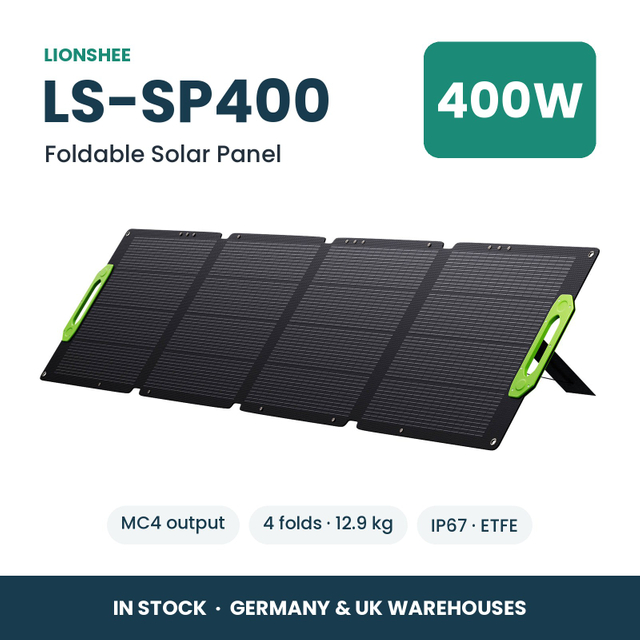 LIONSHEE LS-SP400 Panneau Solaire Pliable 400W Pour Station Électrique, ETFE, IP67, MC4, Stock Allemagne Et Royaume-Uni