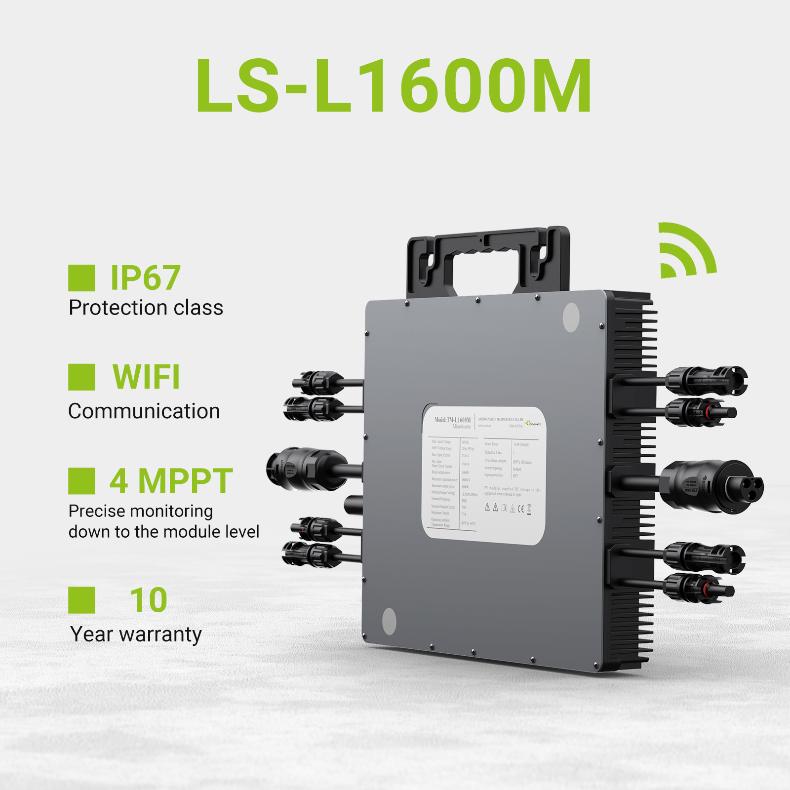 LIONSHEE LS-L1600M micro-onduleur solaire 1600W avec WiFi, 4 MPPT et expédition depuis un entrepôt en Allemagne