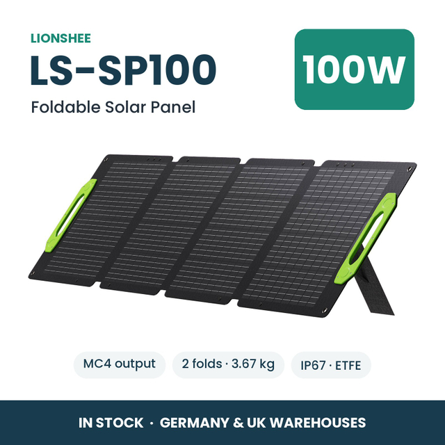 LIONSHEE LS-SP100 Panneau Solaire Pliable 100W Pour Station Électrique, ETFE, IP67, MC4, Stock Allemagne Et Royaume-Uni